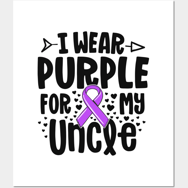 I Wear Purple For My Uncle Alzheimers Family Awareness Wall Art by 14thFloorApparel